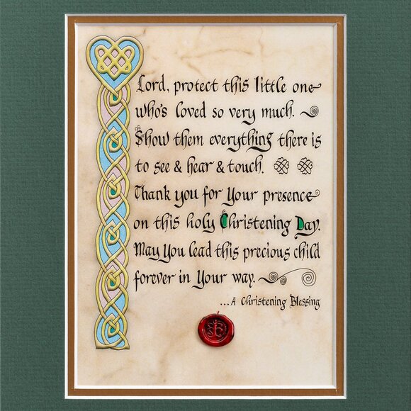 New Book Of Kells Medieval Manuscript Celtic Art Print Christening Blessing - Picture 1 of 5